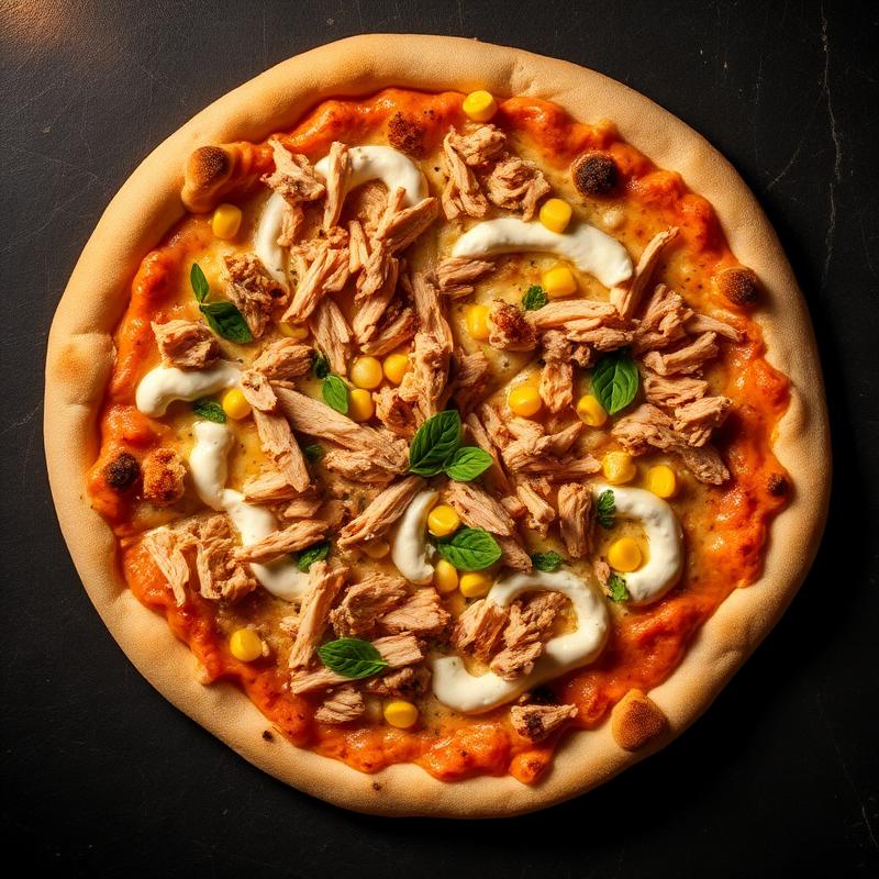Pizza de frango cremoso com requeijão e milho